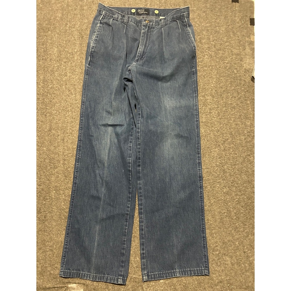 Polo Ralph Lauren Vintage Made in USA Pleated Denim Jeans Blue fit 31X30